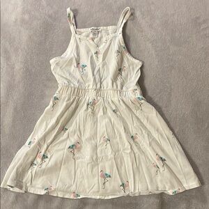 Splendid Cinched Waist Flamingo Pattern Spaghetti Strap Notch Neckline Sundress